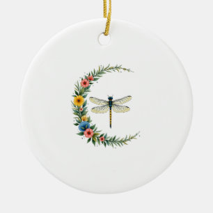 Adorno De Cerámica Libélula Boho Luna Creciente Signo de Paz Hippie D