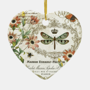 Adorno De Cerámica Libélula moderna del francés del vintage