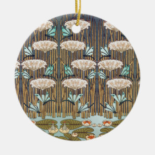 Adorno De Cerámica Libélulas Nenúfares Arte Nouveau Pantanoso