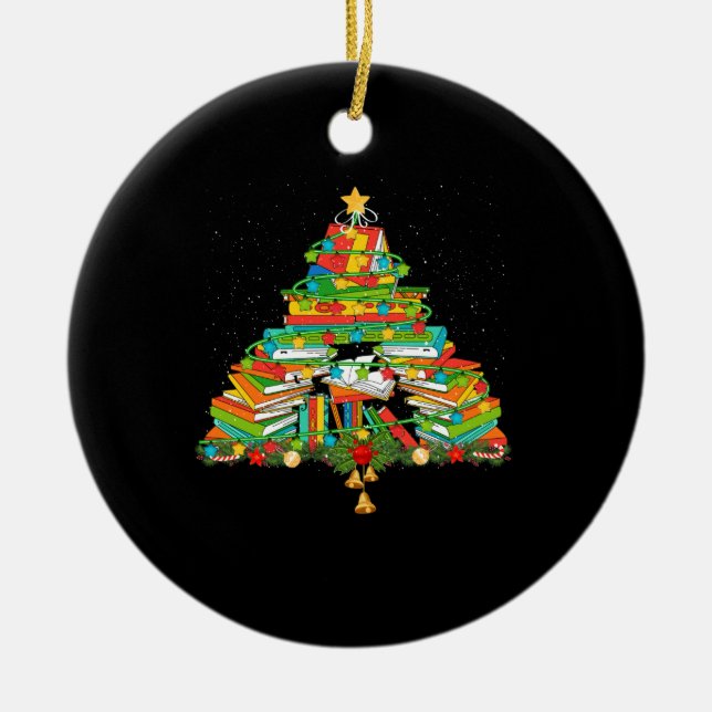 Adorno De Cerámica Librería de librerías del árbol de Navidad para lo (Frente)