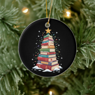 Adorno De Cerámica Libro árbol de Navidad profesor bibliófilo bibliot