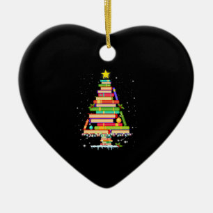 Adorno De Cerámica libro de Navidad árbol de feliz bibliotecario de 