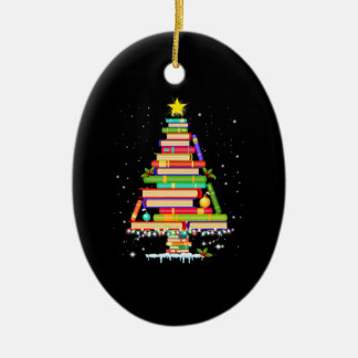 Adorno De Cerámica libro de Navidad árbol de feliz bibliotecario de N
