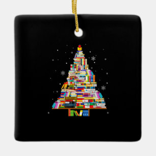 Adorno De Cerámica libro de Navidad bibliotecarios de los árboles en