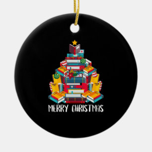 Adorno De Cerámica libro de Navidad lectura de regalos bibliotecarios