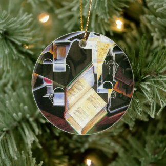 Adorno De Cerámica Libro, pipa y gafas, Juan Gris, Cubismo vintage