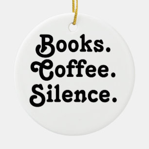 Adorno De Cerámica “Libros. Café. Silencio."   Minimalista 