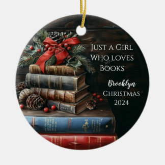 Adorno De Cerámica Libros de época Navidad personalizadaOrnamento