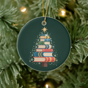 Adorno De Cerámica Libros de maestro de Navidad Árbol de Navidad Lect