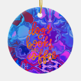 Adorno De Cerámica Libros de perros y resúmenes de café