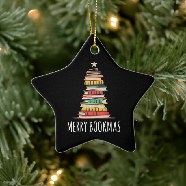 Adorno De Cerámica Libros del Árbol de Navidad Merry Bookmas (Árbol)
