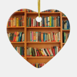 Adorno De Cerámica Libros en fondo de estantería