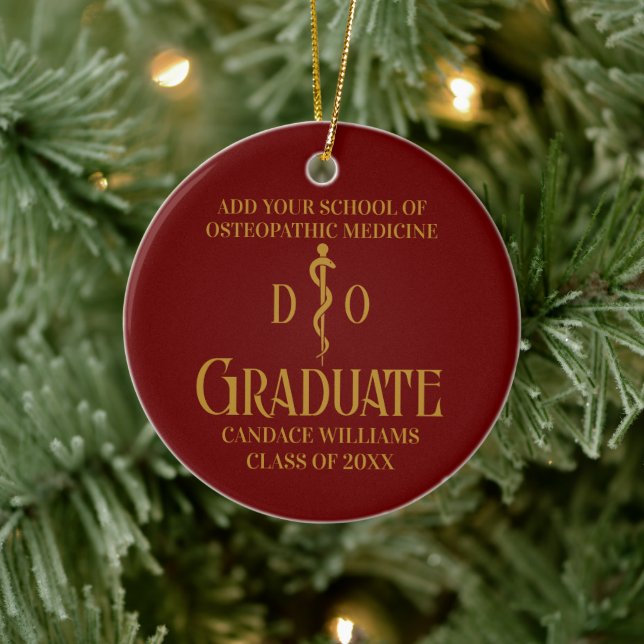 Adorno De Cerámica Licenciatura en Medicina Osteopática Maroon Gold (Árbol)