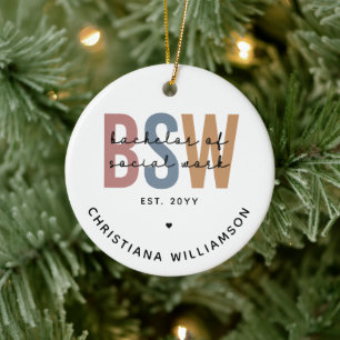 Adorno De Cerámica Licenciatura personalizada en BSW de trabajo socia