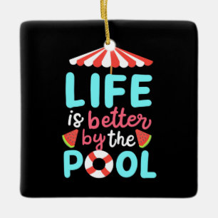 Adorno De Cerámica Life Swimmer Is Better By The Pool
