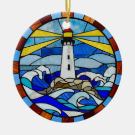 Adorno De Cerámica Lighthouse Stained Glass Design