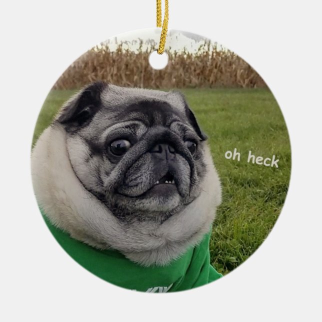 Adorno De Cerámica Lil Pickles Da Pug Oh Heck Ornament (Frente)