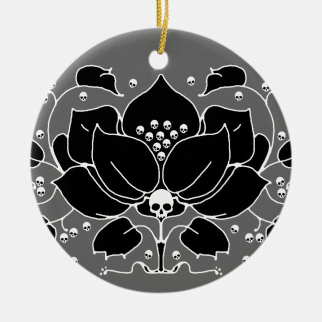 Adorno De Cerámica Lily gótica con cráneos (Frente)