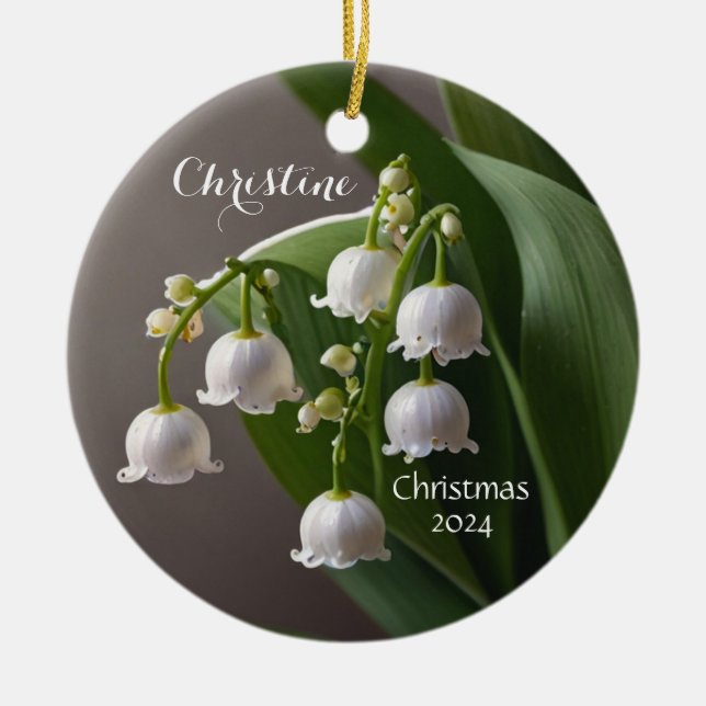 Adorno De Cerámica Lily of the Valley May Personalized Ornament (Frente)