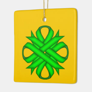 Adorno De Cerámica Lime Green Clover Ribbon por Kenneth Yoncich