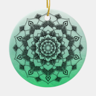 Adorno De Cerámica Lime Green Mandala Resumen Navidades hermosos