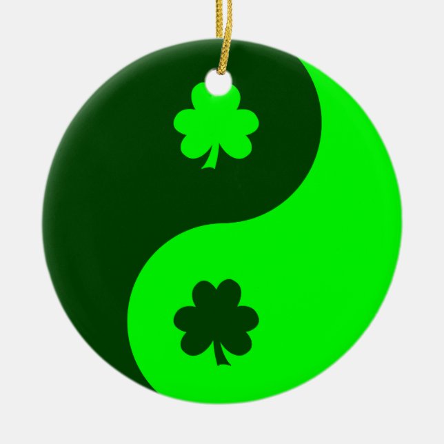 Adorno De Cerámica Lime Green Shamrock Yin Yang 2 (Frente)