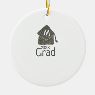 Adorno De Cerámica Límite de graduación plateado purpurina añadir nom