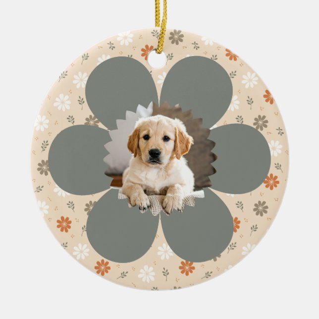 Adorno De Cerámica Linda primera Navidad campestre floral (Frente)