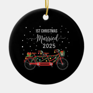 Adorno De Cerámica Lindo 1er Navidad Casados 2025 Bicicleta Tandem