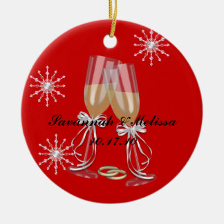 Adorno De Cerámica Lindo casado; Nuestro primer navidad