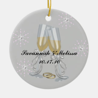 Adorno De Cerámica Lindo casado; Nuestro primer navidad