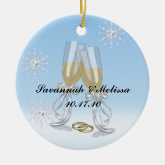 Adorno De Cerámica Lindo casado; Nuestro primer navidad