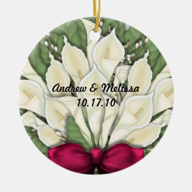 Adorno De Cerámica Lindo casó nuestro primer navidad (Frente)