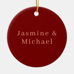 Adorno De Cerámica Lindo Minimalista Rojo Intenso y Melocotón Nombre 