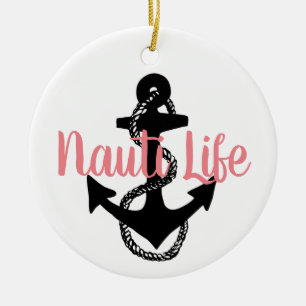 Adorno De Cerámica lindo, náutico guión NAUTI LIFE con ancla  