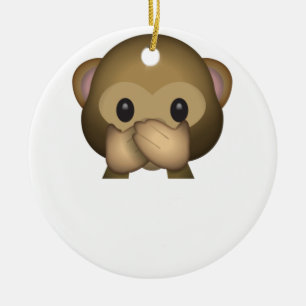 Adorno De Cerámica Lindo no hable ninguna emoji malvada del mono
