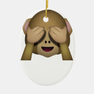 Adorno De Cerámica Lindo no vea ninguna emoji malvada del mono