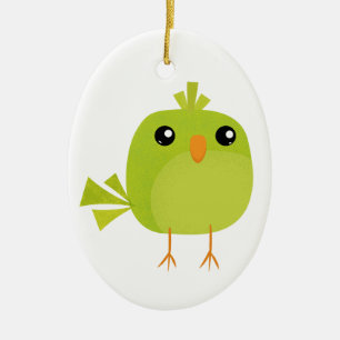 Adorno De Cerámica Lindo Pájaro Verde Dibujos Animados