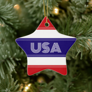 Adorno De Cerámica Lindo Patriótico USA América Rojo Blanco y Azul