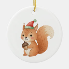 Adorno De Cerámica Lindo sticker de ardilla de Navidad con bellota