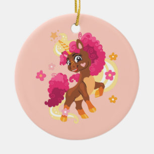 Adorno De Cerámica Lindo unicornio floral