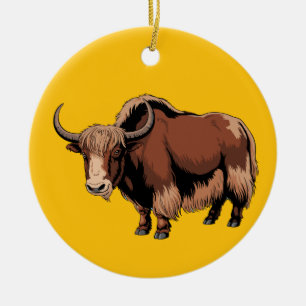 Adorno De Cerámica Lindo y adorable Yak marrón