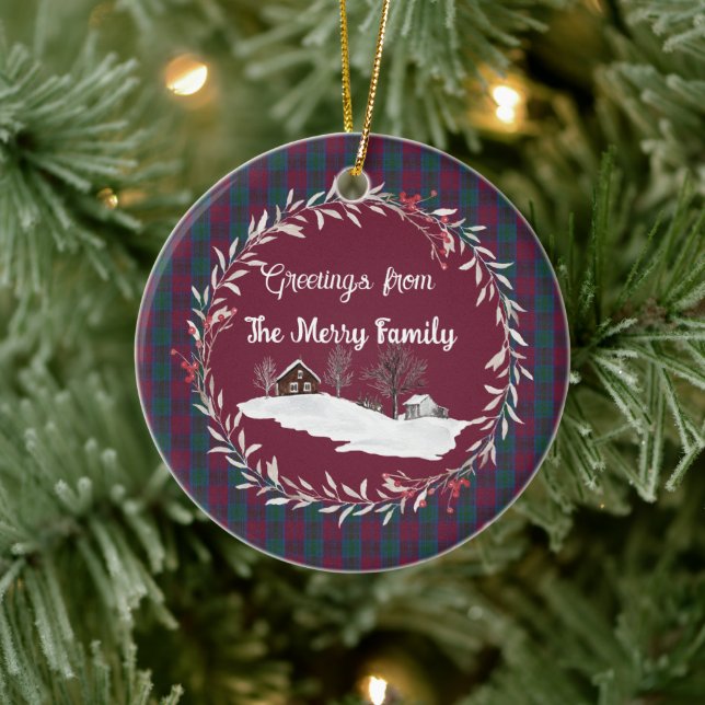 Adorno De Cerámica Lindsay Ancient Original Scottish Tartán (Árbol)