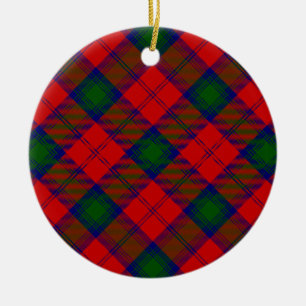 Adorno De Cerámica Lindsay tartan green platillo rojo