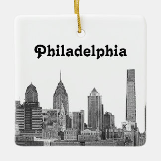 Adorno De Cerámica Línea de Skyline Filadelfia Etched