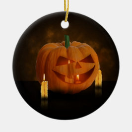 Adorno De Cerámica Linterna de calabaza de Halloween con velas