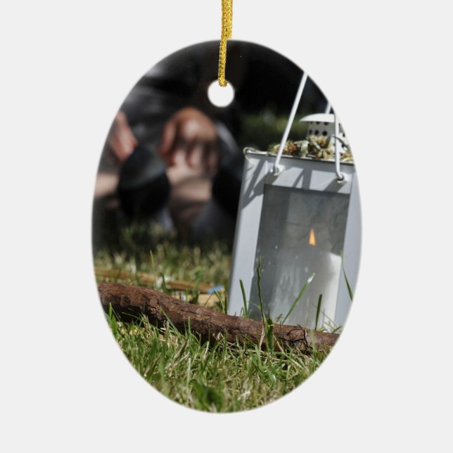 Adorno De Cerámica Linterna de luz (Frente)