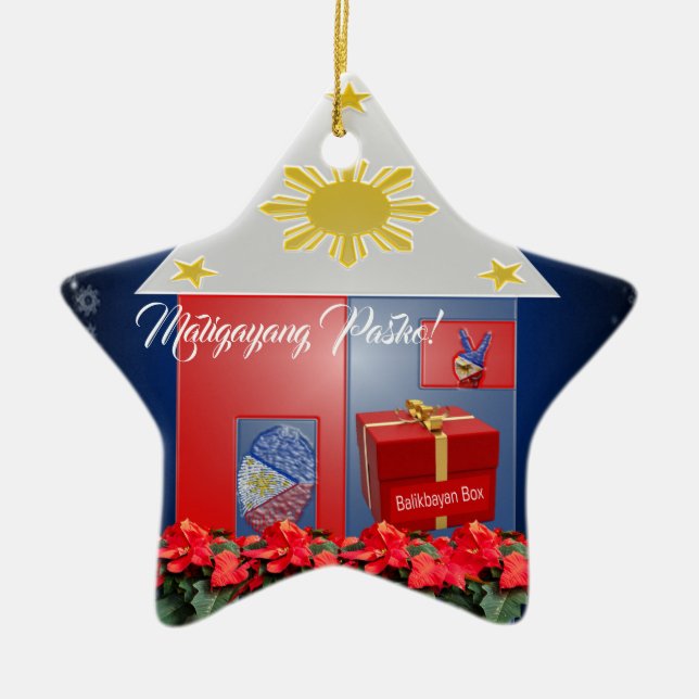 Adorno De Cerámica Linterna filipina, Parol, bandera, caja de (Frente)