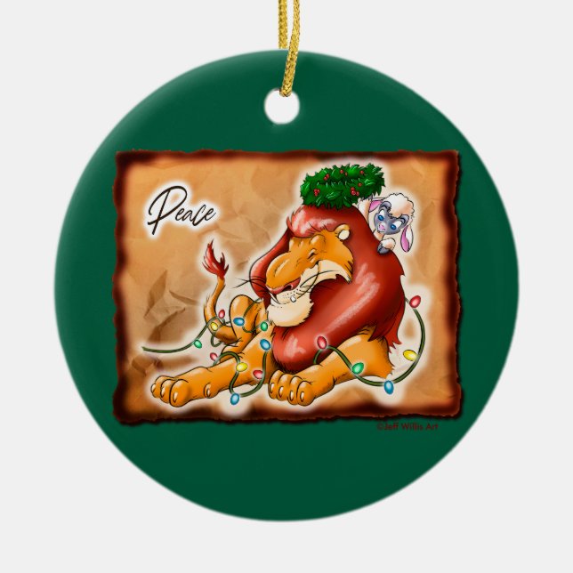 Adorno De Cerámica LION AND LAMB PEACE by Jeff Willis Art (Frente)