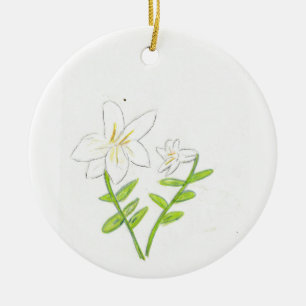 Adorno De Cerámica Lirio blanco de la Pascua